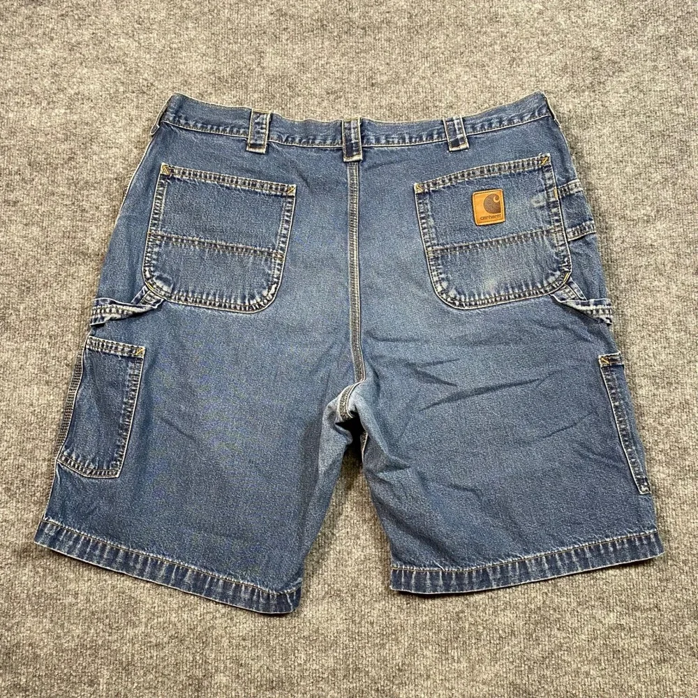 Carhartt Mens Loose Fit Carpenter Denim Shorts Blue B153HDK Size 40 Hammer Loop